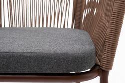 "Марсель" стул плетеный из роупа, каркас алюминий коричневый (RAL8016) муар, роуп коричневый круглый, ткань темно-серая 027