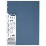 Тетрадь обложка пластик, А4 80 л., гребень мягкий (силиконовый), клетка, BRAUBERG, синий, 405356