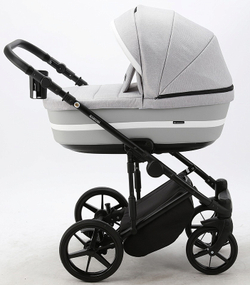 Детская коляска Adamex Rimini 2 в 1 RI76-TIP СВ.СЕР+СВ.СЕР.КОЖА+БЕЛ.ОТДЕЛКА