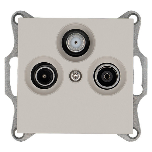 Розетка TV+FM+SAT Φ9.5mm проходная с накладкой, цвет Тауп