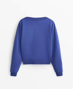 Oysho Толстовка Soft Touch с вырезом-лодочкой и модалом, синий