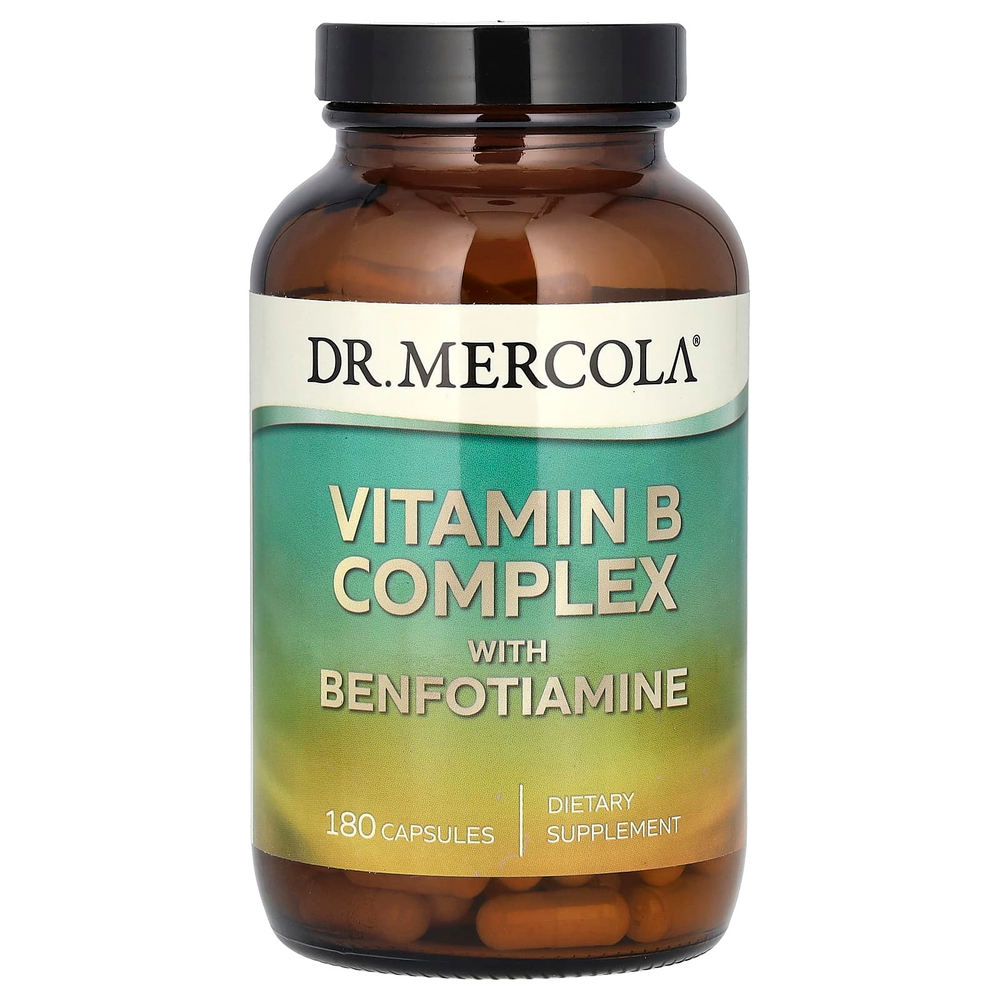 Dr. Mercola, Комплекс витаминов группы B с бенфотиамином, 180 капсул