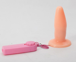 Телесная анальная пробка с вибрацией и ограничительным основанием - 12 см. (Цвет: телесный)
