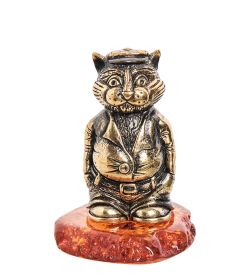 Народные промыслы AM-1028 Фигурка «Кот» (латунь, янтарь)