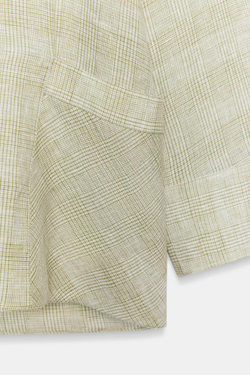 ZARA РУБАШКА ИЗ ЛЬНА В КЛЕТКУ — ZW COLLECTION, ЗЕЛЕНЫЙ