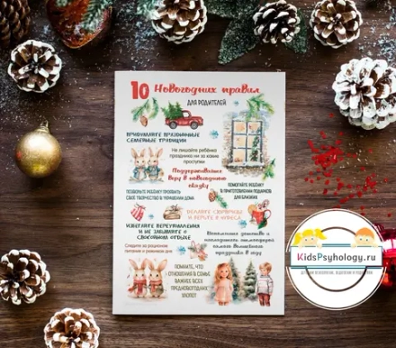 Тематический плакат "10 новогодних правил для родителей"