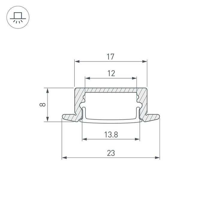 Встраиваемый профиль Arlight Line-2308-F-2000 Anod Black 040301