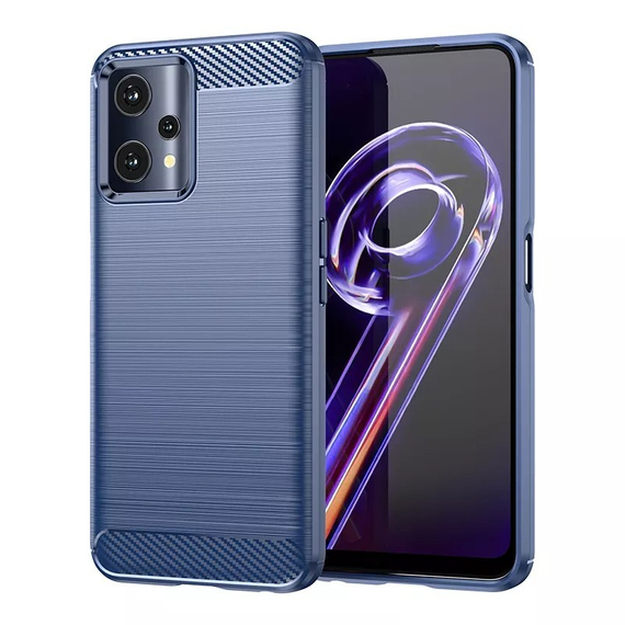 Мягкий чехол синего цвета для смартфона Realme 9 4G и Realme 9 Pro+ Плюс, серии Carbon от Caseport