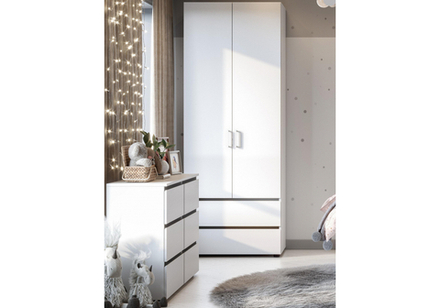 Шкаф Woodville двухстворчатый Валенсия белый текстурный