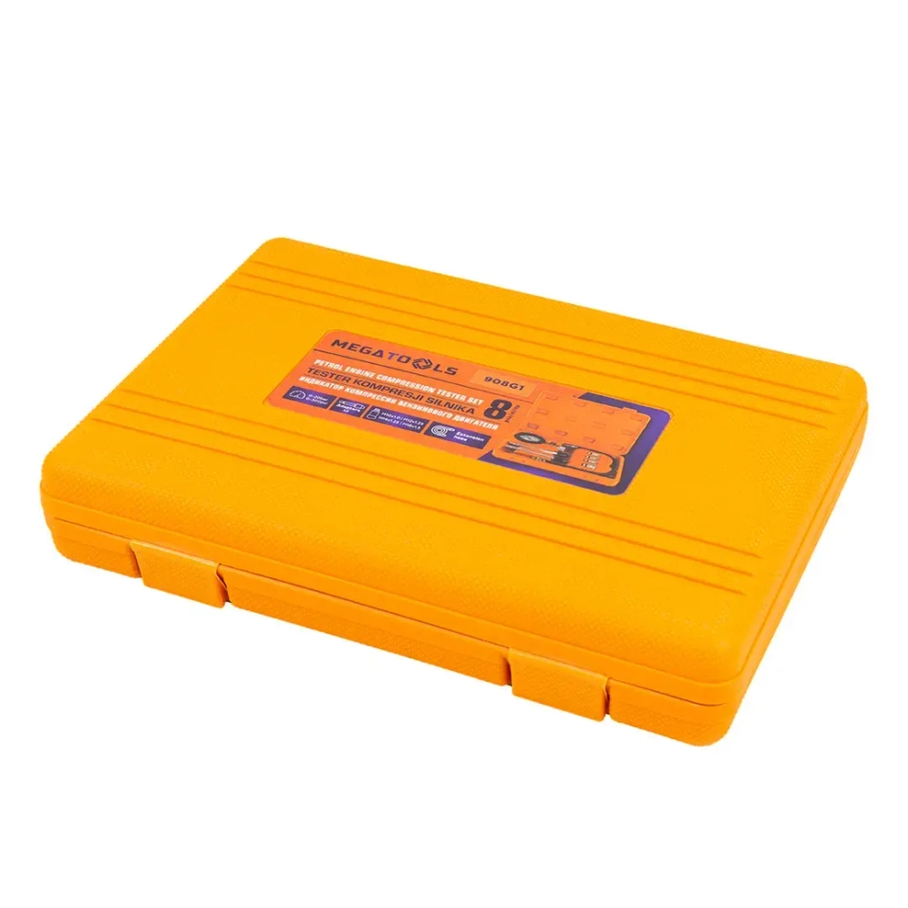 Индикатор компрессии бензинового двигателя, набор 8пр. MEGATOOLS MT-908G1