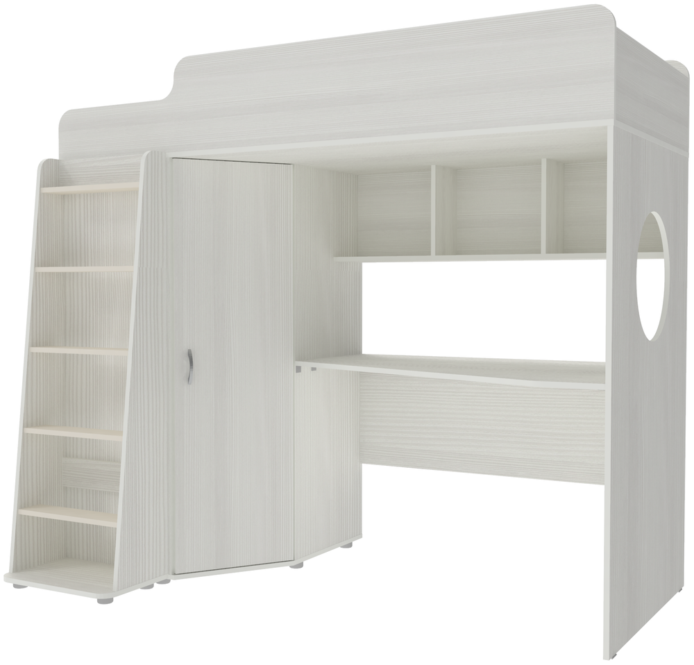 Кровать-чердак КарИВи Легенда 4.1 80х190 Белое Дерево Белое Дерево