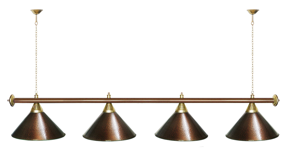 Лампа STARTBILLIARDS 4 пл. (плафоны зеленые,штанга зеленая,фурнитура золото)