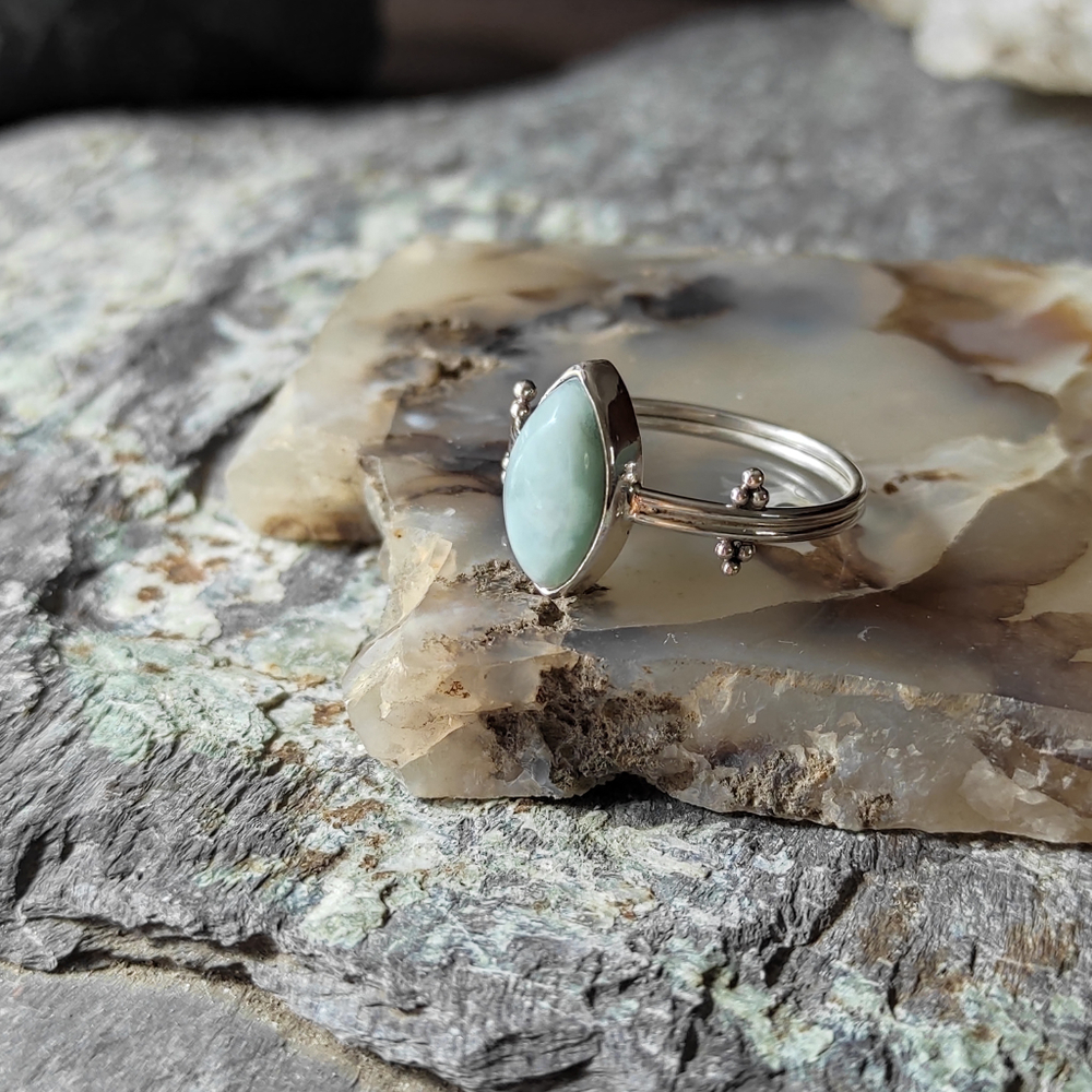 Кольцо ТРЕТИЙ ГЛАЗ, ларимар/серебро