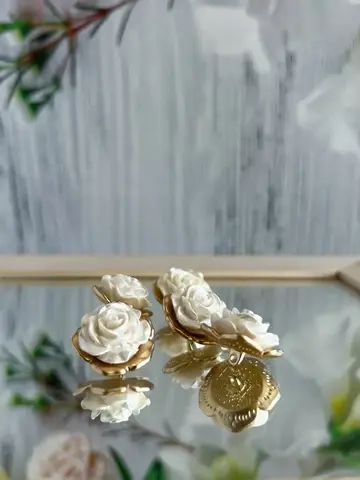 Декоративные металлические пуговицы Роза перла 23