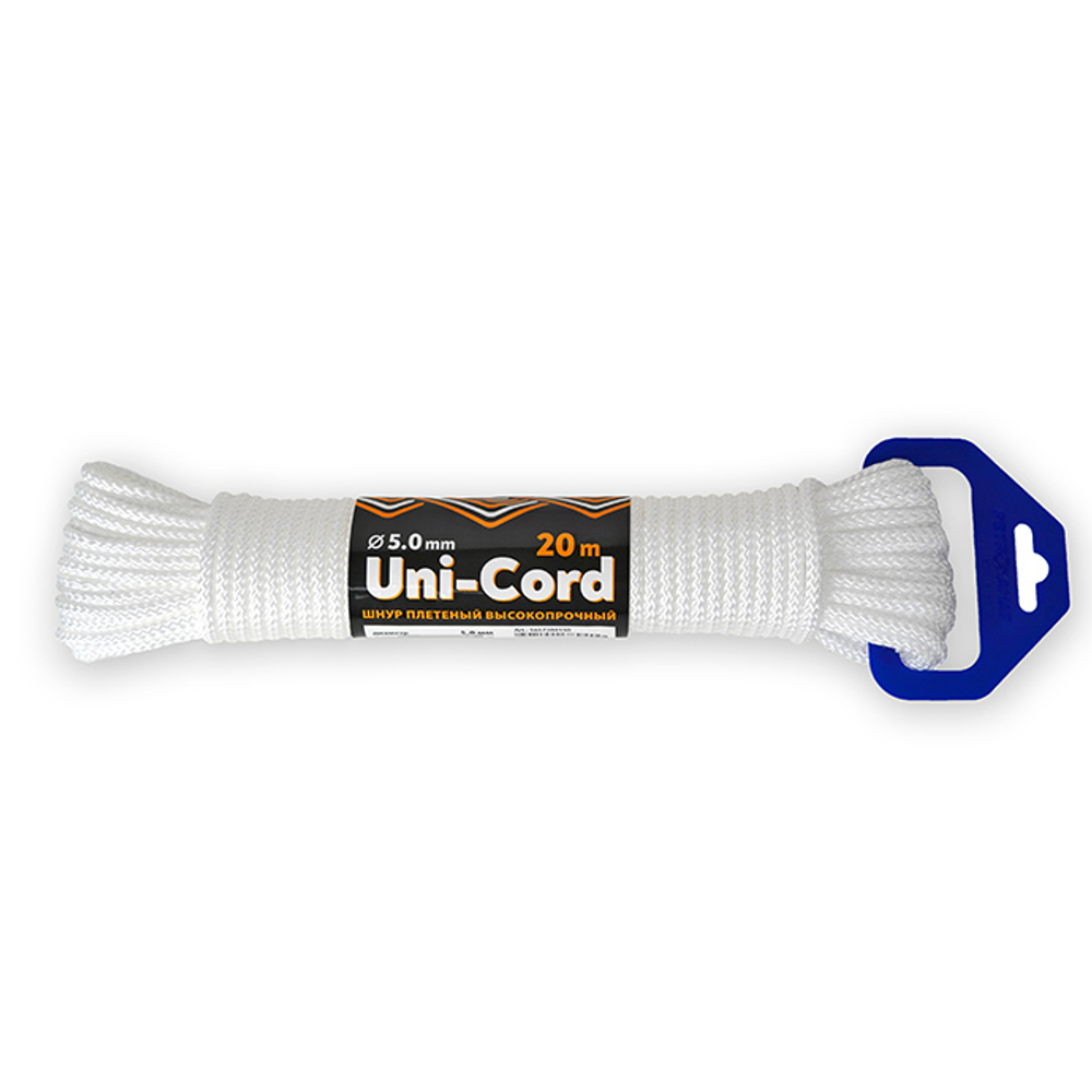 Шнур плетеный UNI-CORD  6,0 мм, (20 м) белый, евромоток