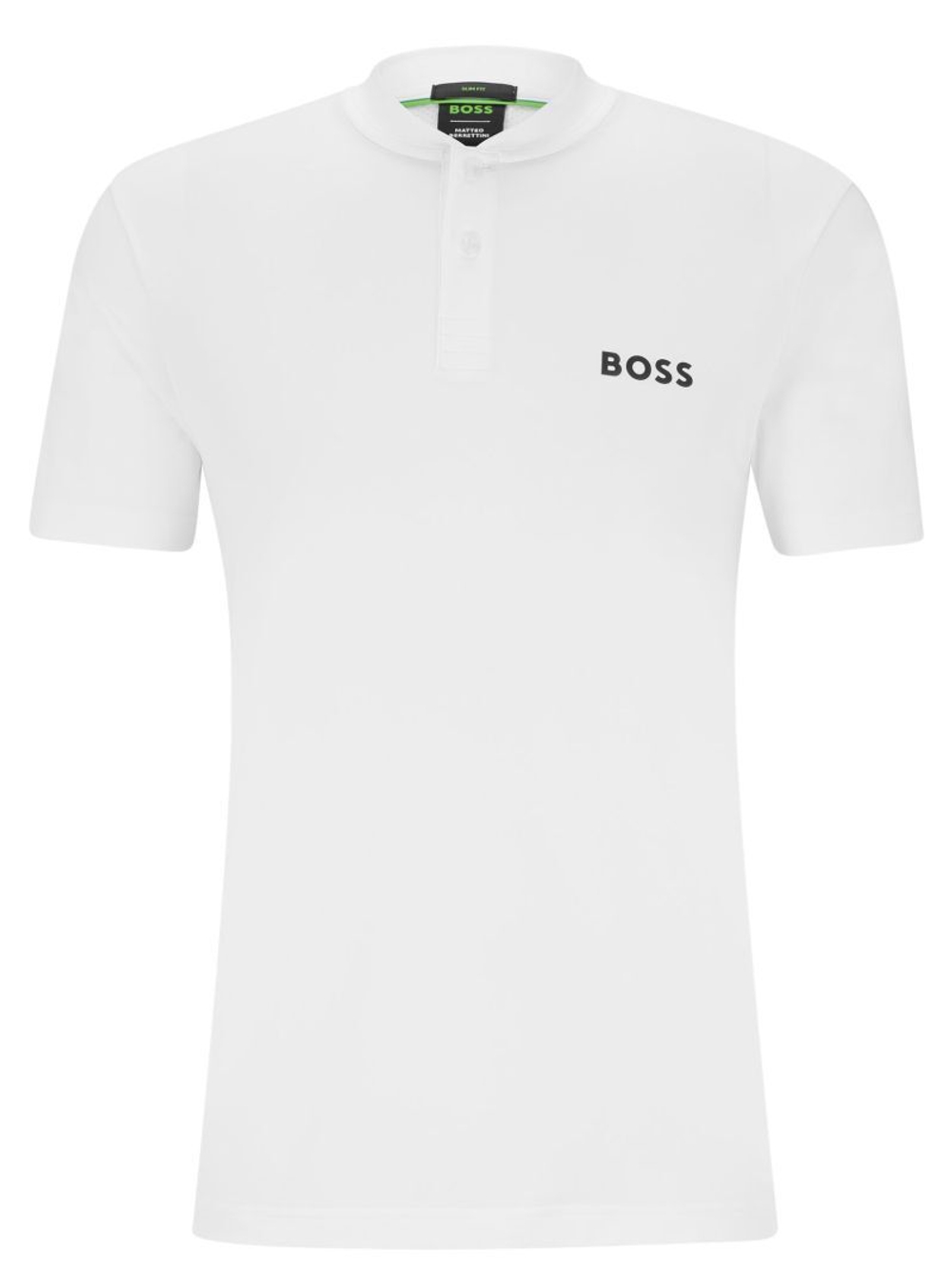 Мужское теннисное поло BOSS x Matteo Berrettini Slim-Fit Polo Shirt With Boomber-Style Collar - white