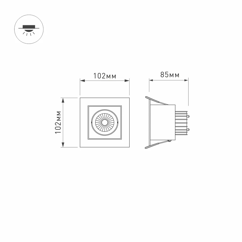 Светильник CL-KARDAN-S102x102-9W Warm (WH, 38 deg) (Arlight, IP20 Металл, 3 года) 024137