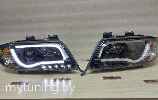 Передние фары led tube lights black для Audi A6 C5