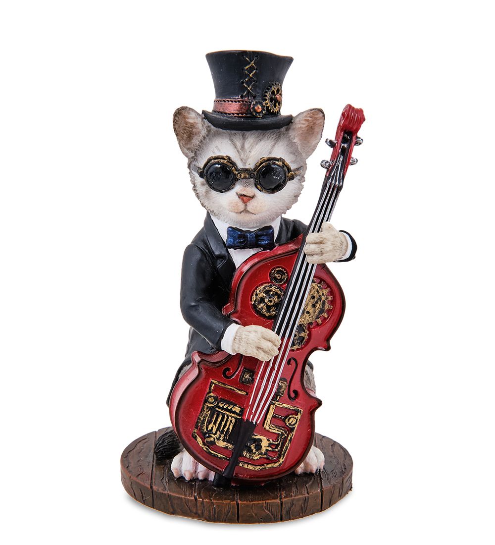 Veronese WS-1240/ 3 Статуэтка в стиле Стимпанк «Мистер Кот с контрабасом»