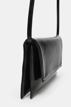 ZARA МИНИ-СУМКА С БЛЕСТЯЩЕЙ ОТДЕЛКОЙ, ЧЕРНЫЙ