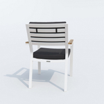 Обеденная группа Ideal Patio ТЕЛЛА  БОНТА  каркас белый, стол тик 180, ткань антрацит