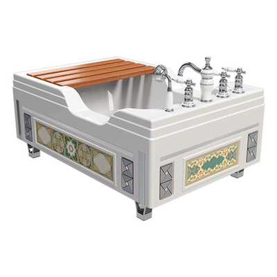 Тахарат Специальная ванна для омовения 120×80, с ножками и сиденьем, комплектом панелей, сливом с сифном.