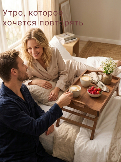Столик для завтрака в постель, 31х52х24, Lazy Sunday, для ноутбука, поднос, деревянный, для кухни, браун / бейц, Dipriz