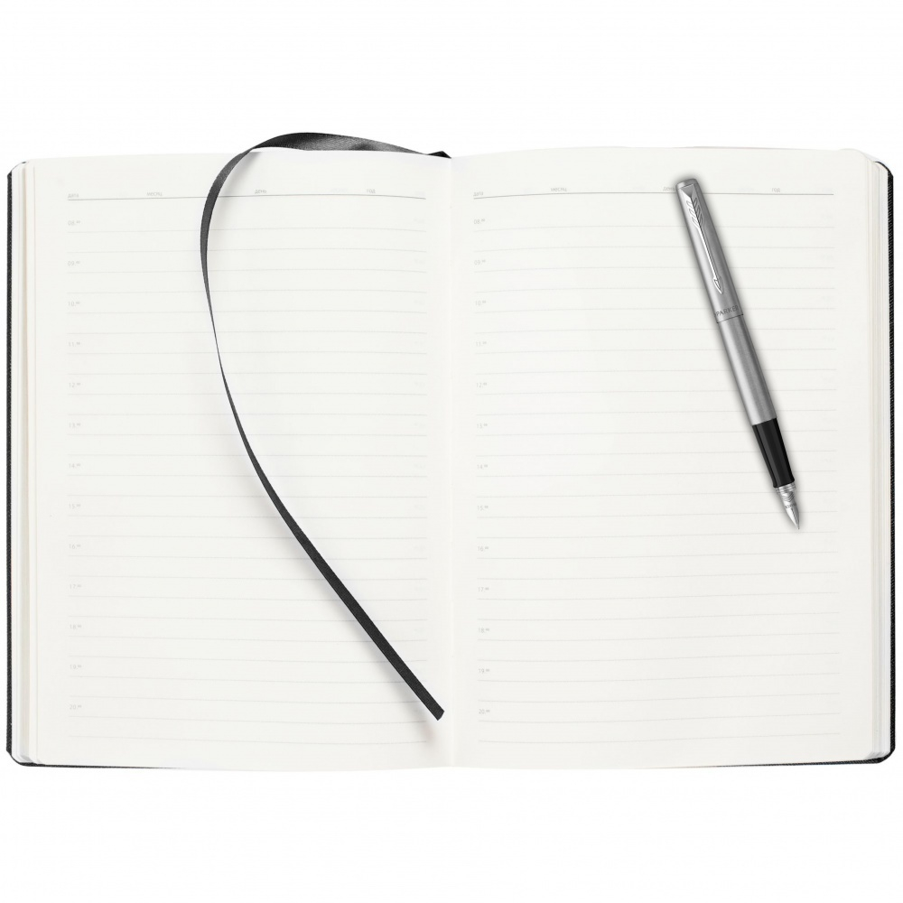 Подарочный набор: Ручка перьевая Parker Jotter Stainless Steel  и Ежедневник недатированный  серый