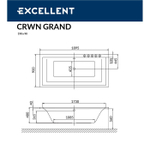Акриловая ванна Excellent Crown Grand 190x90 WAEX.CRG19WH