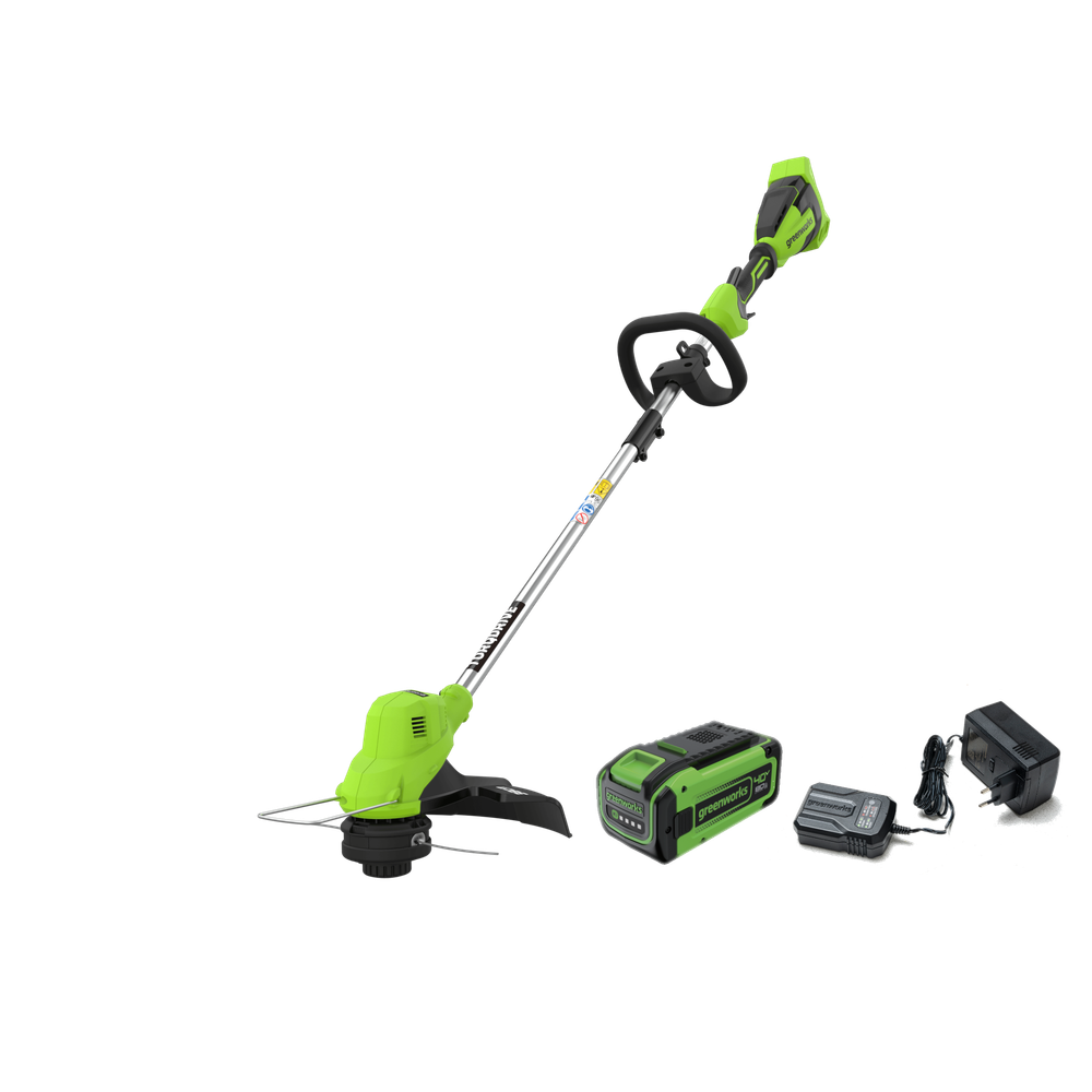 Триммер аккумуляторный Greenworks GD40LT, 40V, 38 см, с 1хАКБ 8 Ач и ЗУ (2112207UH)