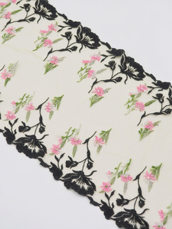 Вышивка на сетке телесная с мультиколор неэластичная ширина 21,5 см