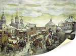 "У Мясницких ворот Белого города в Москве в XVII в.", Васнецов А. М., картина для интерьера (репродукция)