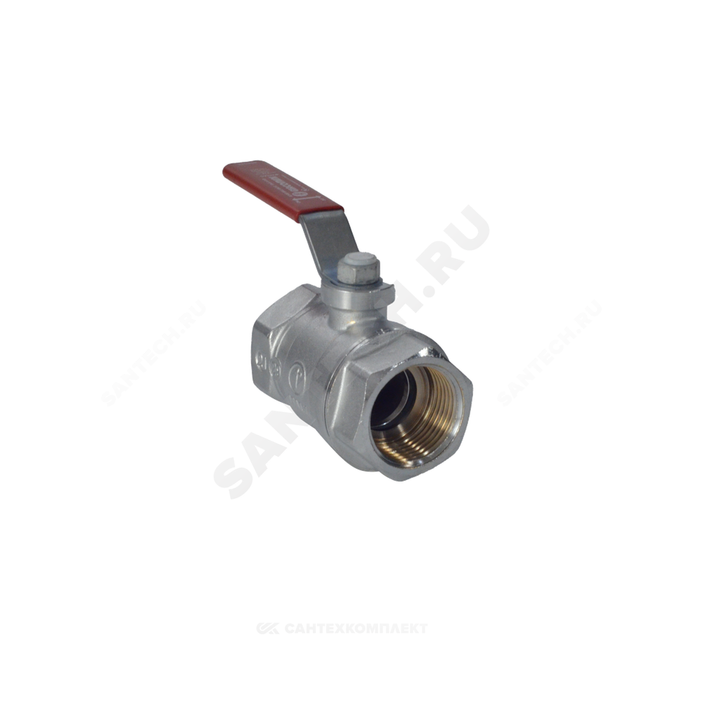 Кран шаровой латунь хром R250D Ду 100 Ру42 ВР рычаг красный Giacomini R250X011