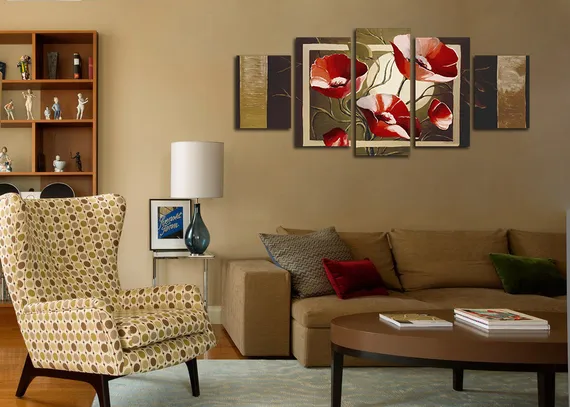 Модульная картина "Лунные маки"