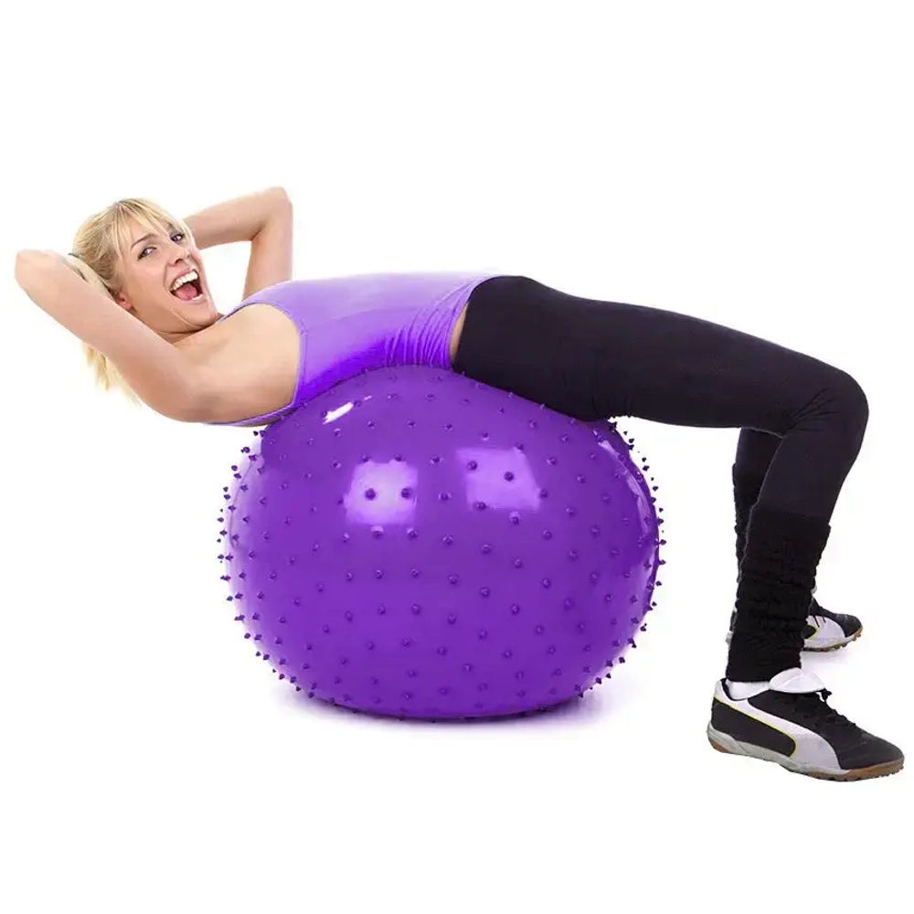 Фитбол Sportage полумассажный 75 см 1000гр (с насосом), Фиолетовый