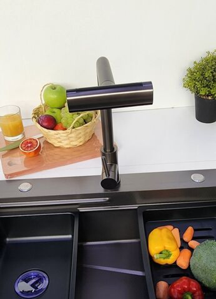 Многофункциональная кухонная мойка из нержавеющей стали BZ9949HS цвета Черный