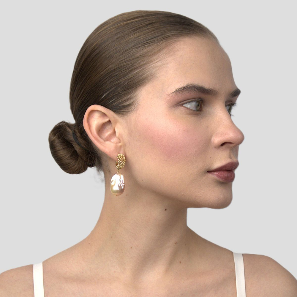 Серьги с подвесками из барочного жемчуга