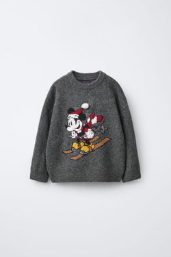 ZARA ДЖЕМПЕР ВЯЗАНЫЙ MICKEY MOUSE © DISNEY, АНТРАЦИТОВО-СЕРЫЙ