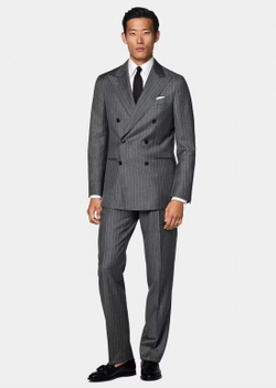 Мужской двубортный костюм (серый) Б62
