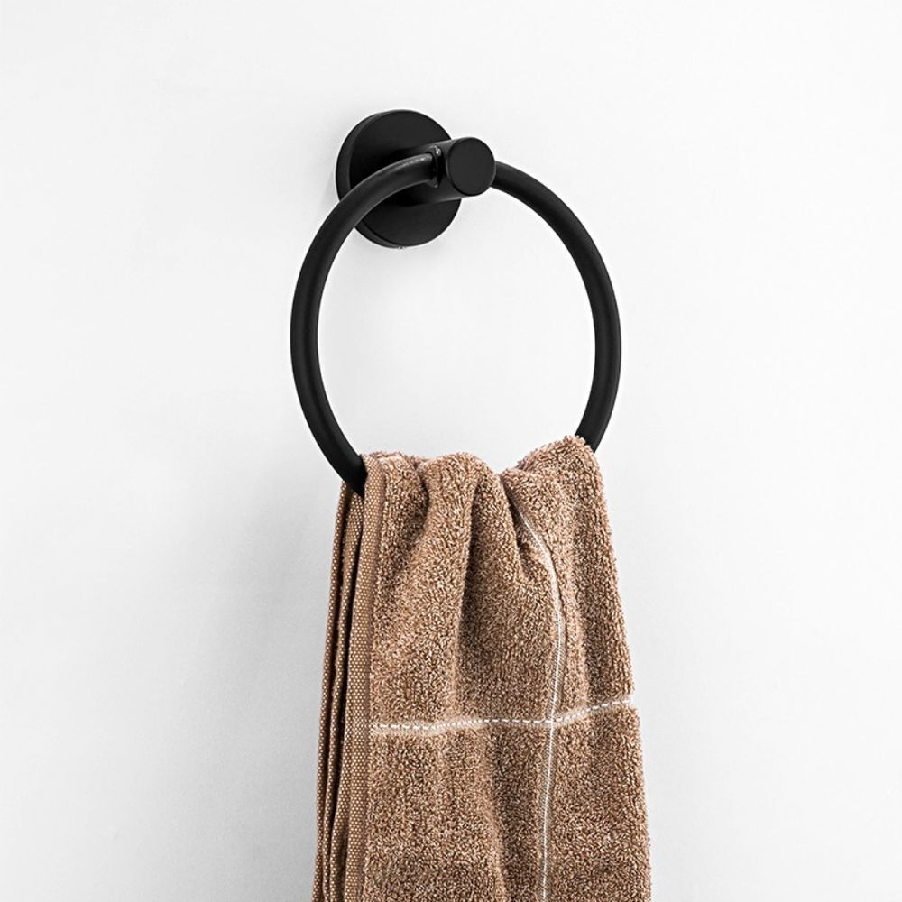 Держатель для полотенец, с кольцом, нерж сталь, чер, Frap, F30204