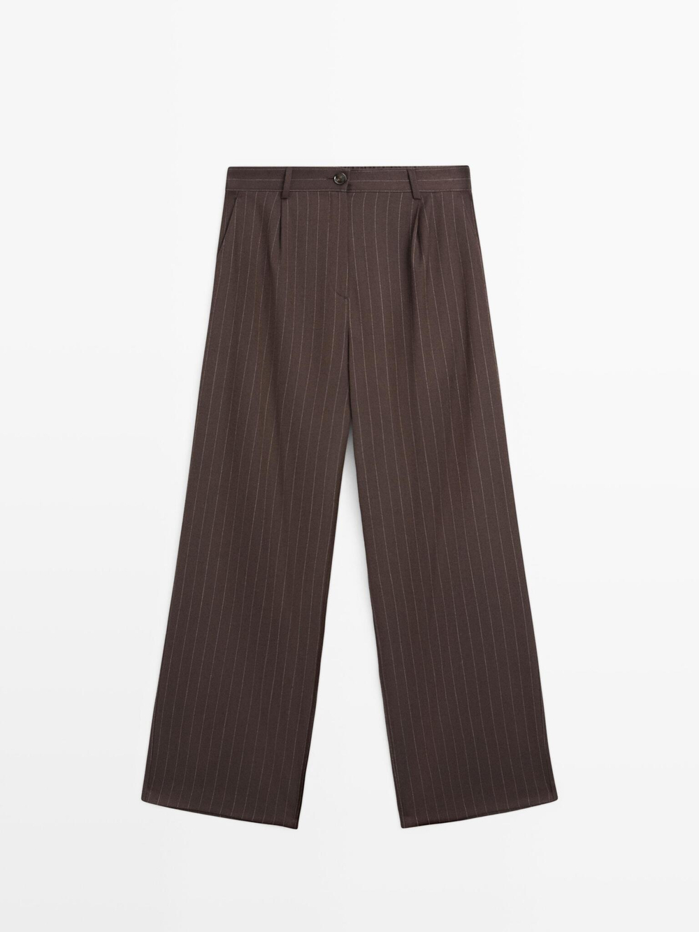 Massimo Dutti Брюки в тонкую полоску с широкими штанинами, шоколадный