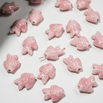 Бусина в форме рыбки, 19*15мм, светло-розовая, глазурированный фарфор