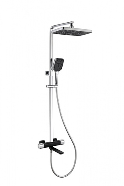 12071-C Душевая система с термостатом (ЧЕРНЫЙ) GANZER (5/1шт)