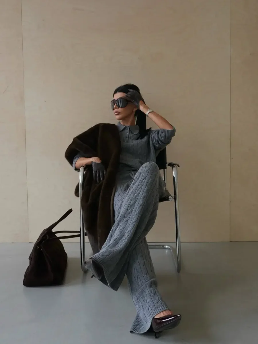 Костюм из кашемира и шерсти мериноса, Серый