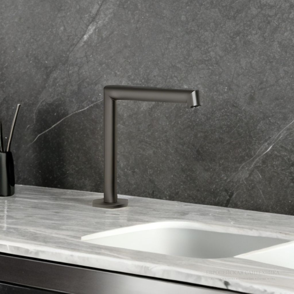 Излив Gessi Anello средней длины, вылет 144 мм, цвет Black Metal Brushed PVD