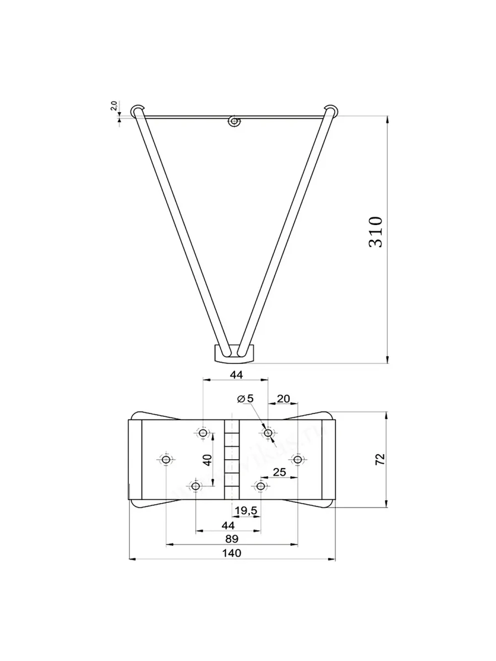 Опора-ножка для трансформации дивана Вяз 310, 1 шт