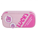 Пенал - косметичка Alingar, ткань, молния, 1 откидная планка, 2 значка, 210 х 90 х 45 мм, "LUCKY", микс (св-роз, розовый, фиолет), европодвес