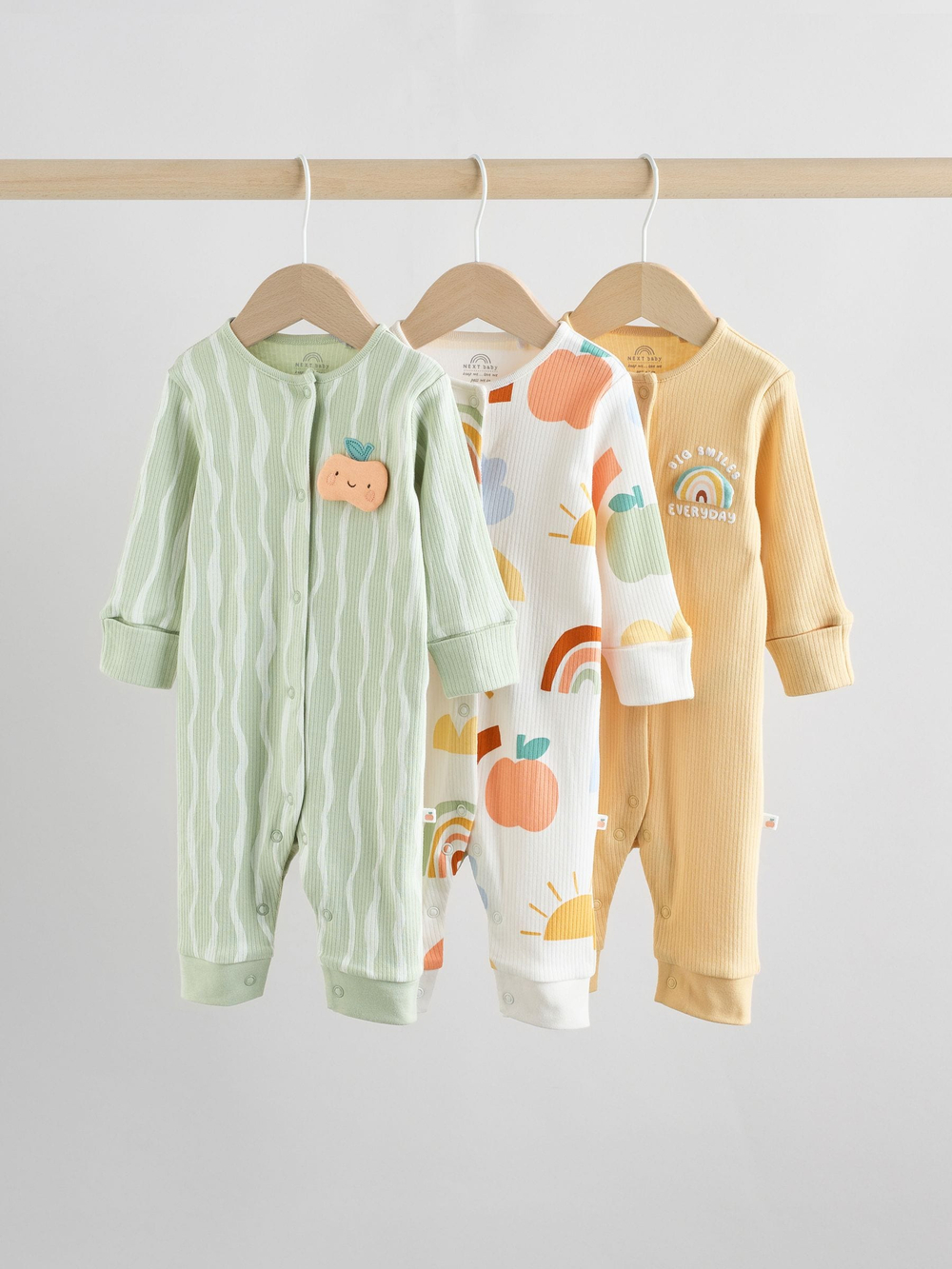 Комбинезон / Cлип для малышей Next W22-555, 3 шт., Желтый, Салатовый