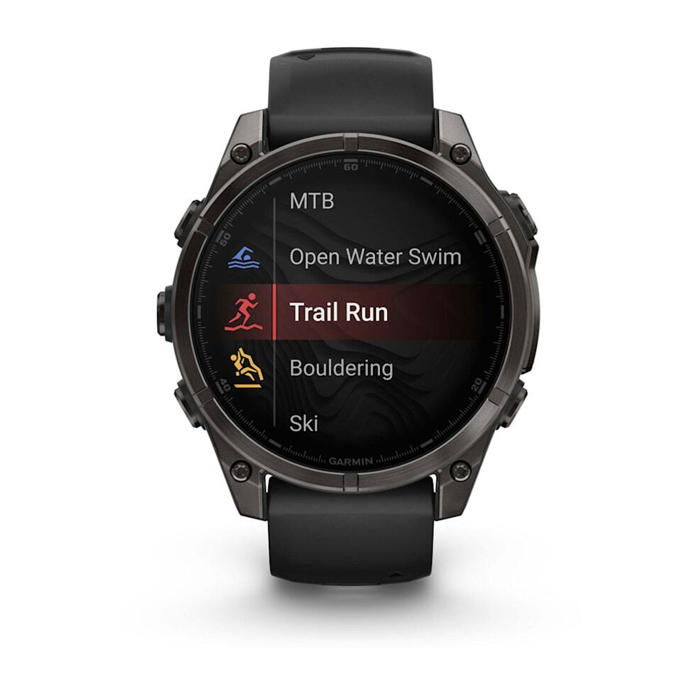Смарт-часы Garmin Fenix 8, AMOLED Sapphire, 47 мм, угольно-черный DLC, пепельно-черный силиконовый ремешок, 010-02904-21