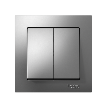 Выключатель 2-кл. СП AtlasDesign 10А IP20 (сх. 5) 10AX в сборе сталь SE ATN000952